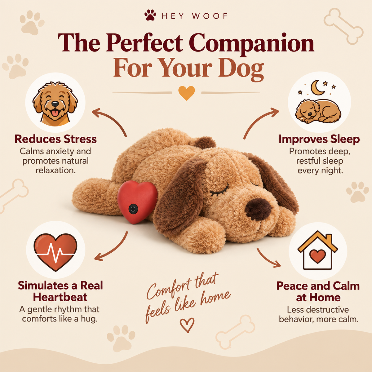 HEYWOOF Comfort Pal | Calming Cuddle Toy for Dogs